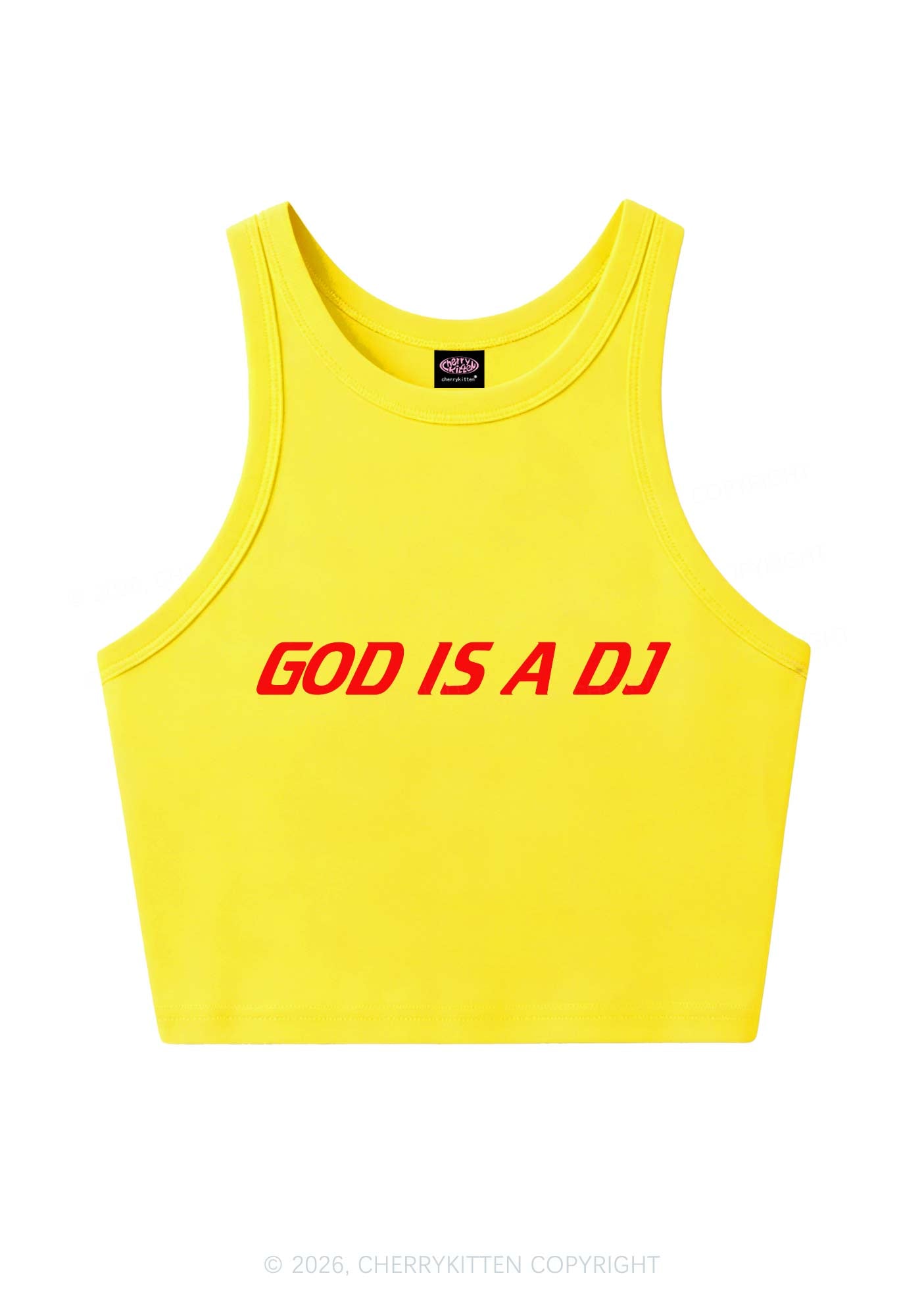God Is A DJ Y2K Crop Tank Top Cherrykitten
