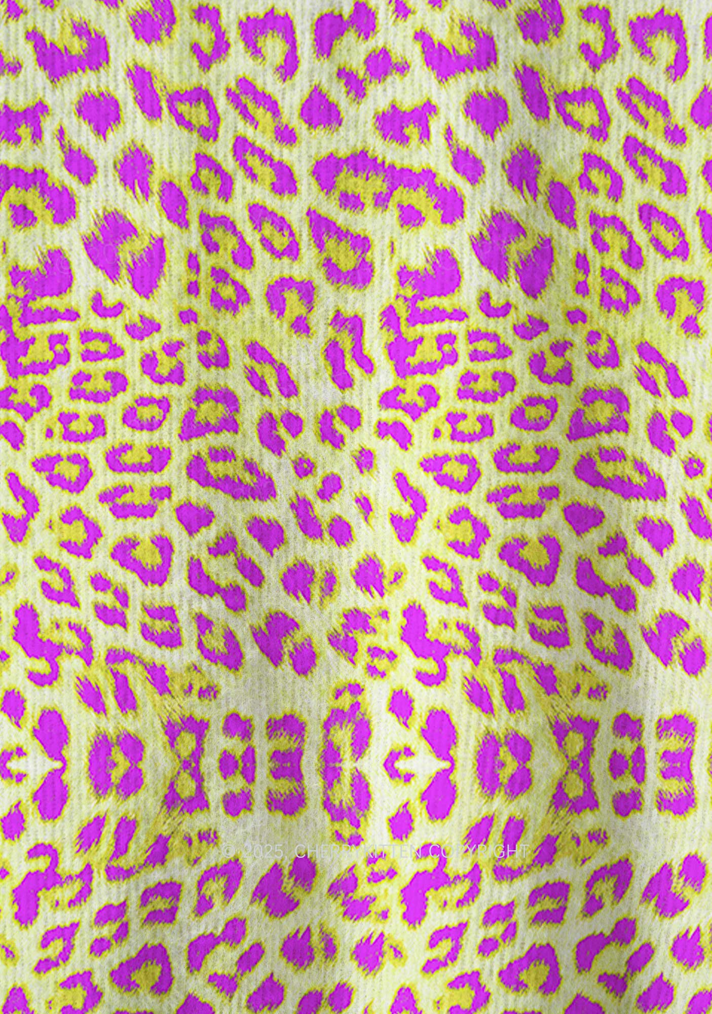 Yellow Leopard Y2K Christmas Knit Sweatshirt Cherrykitten