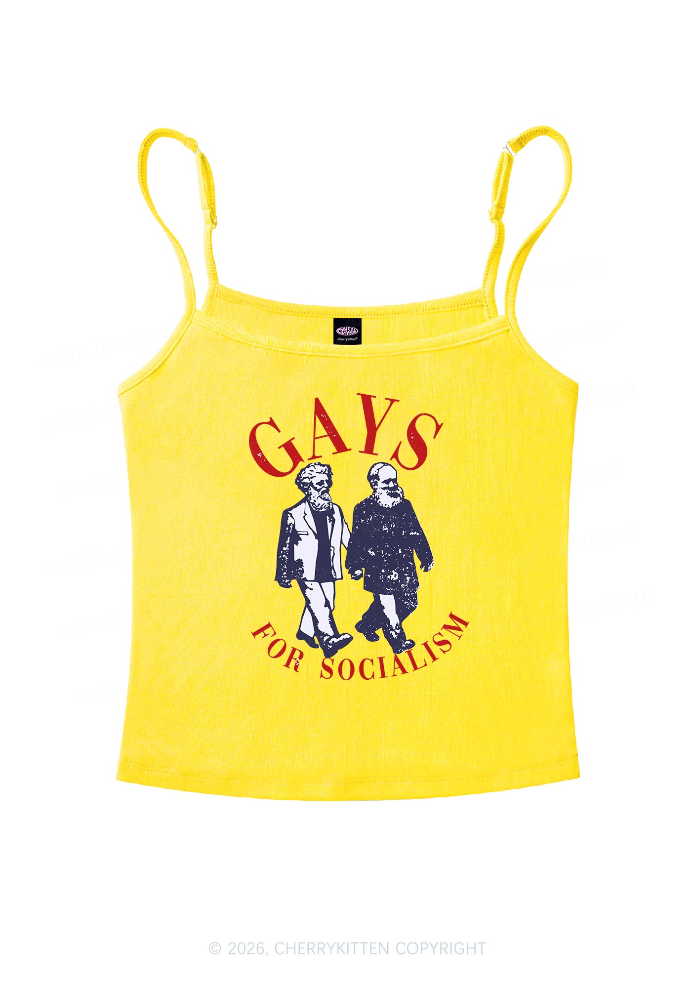 Gays For Socialism Pride Y2K Spaghetti Strap Cami Cherrykitten