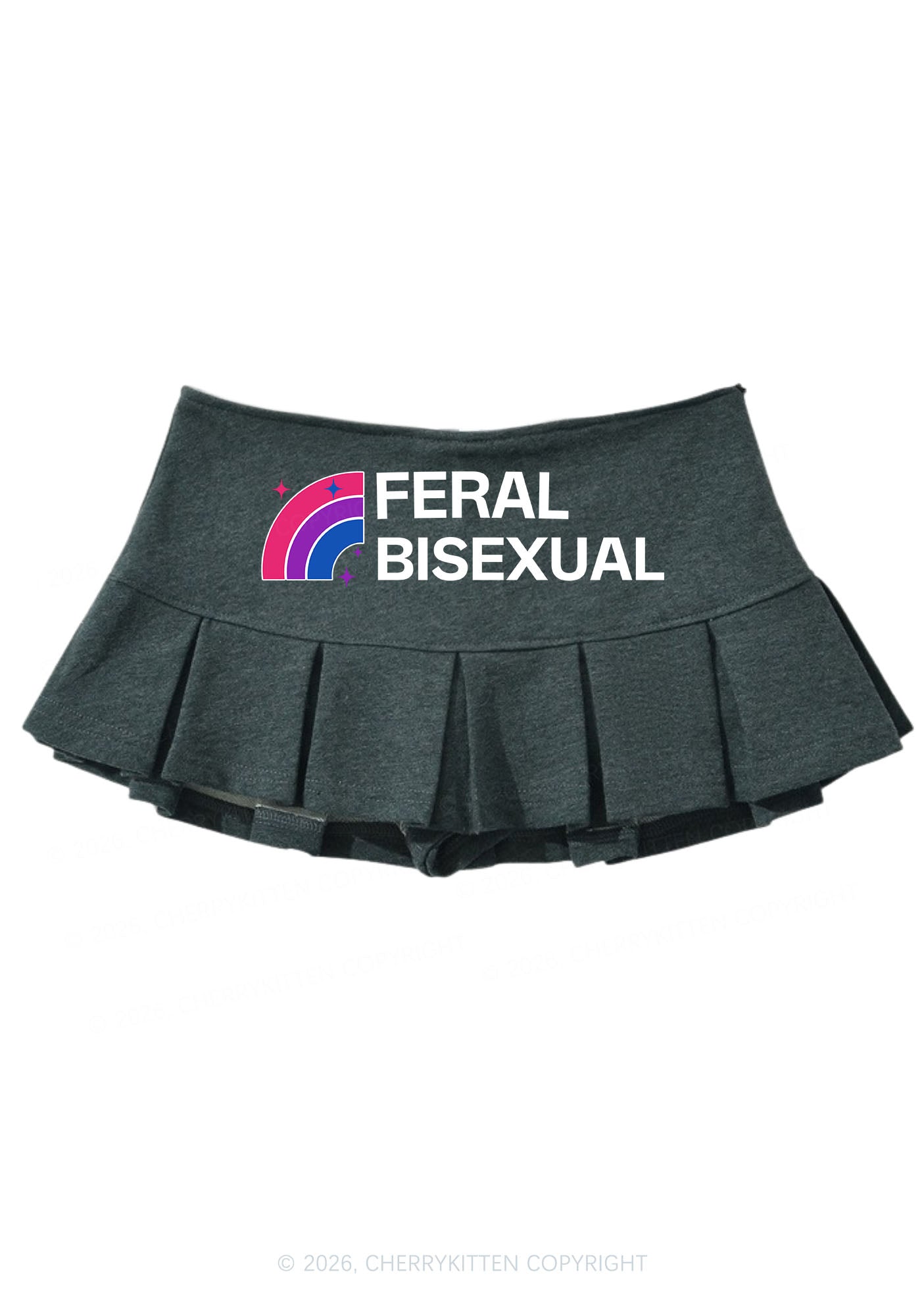 Feral Bisexual Pride Y2K Mini Pleated Skirts Cherrykitten