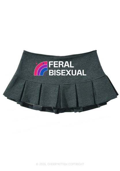 Feral Bisexual Pride Y2K Mini Pleated Skirts Cherrykitten