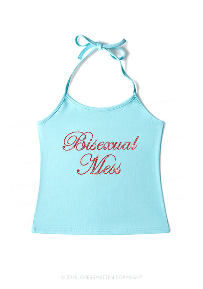 Rhinestone Bisexual Mess Pride Y2K Halter Neck Cami Cherrykitten