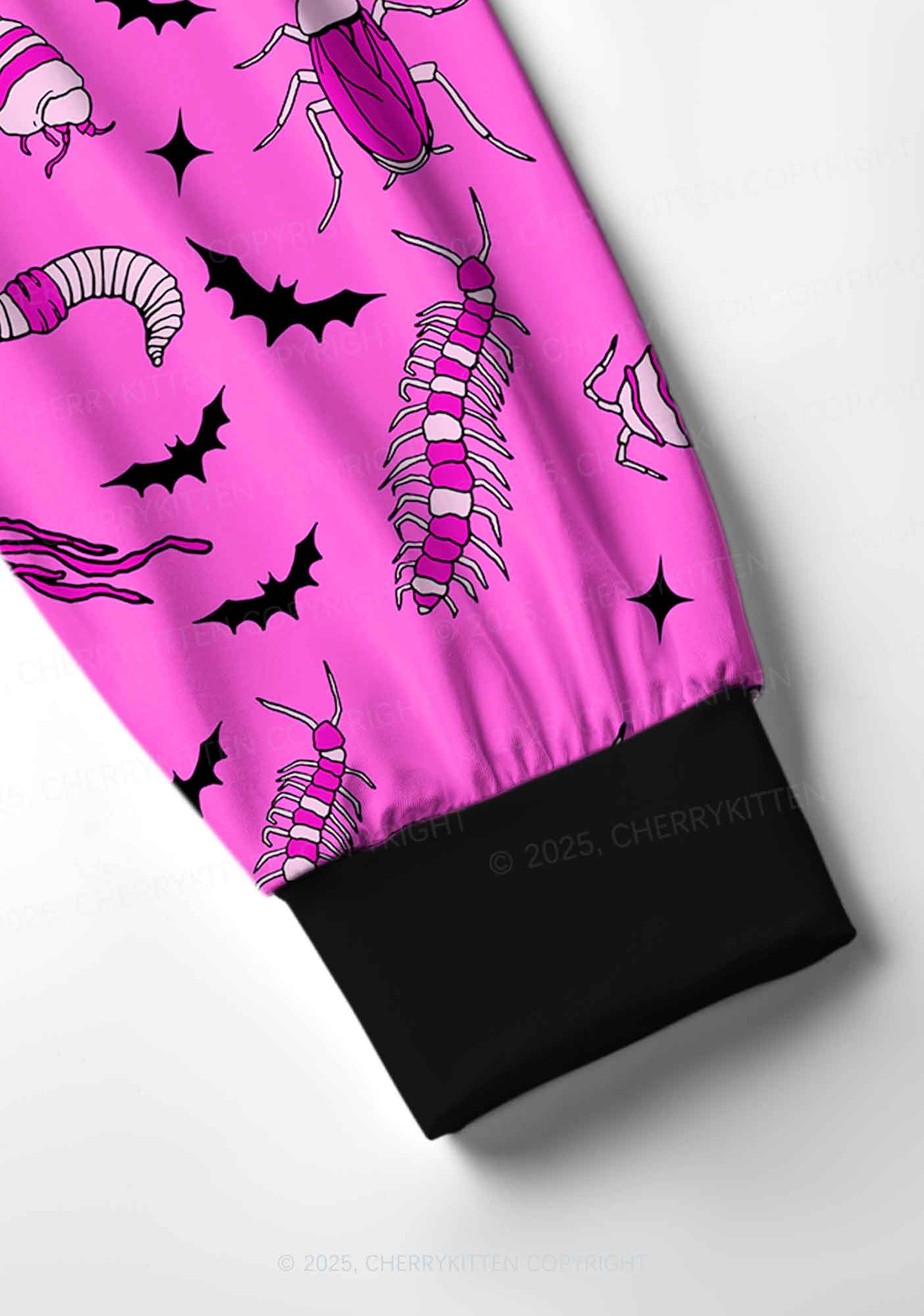 Halloween Goth Pink Party Y2K Print Long Sleeve Pajama Set Cherrykitten