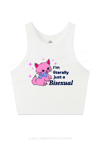 Literally Just A Bisexual Pride Y2K Crop Tank Top Cherrykitten