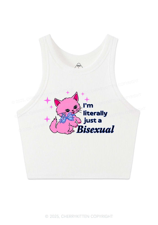 Literally Just A Bisexual Pride Y2K Crop Tank Top Cherrykitten