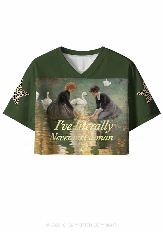 Literally Never Met A Man Pride Y2K Crop Sport Jersey Shirts Cherrykitten