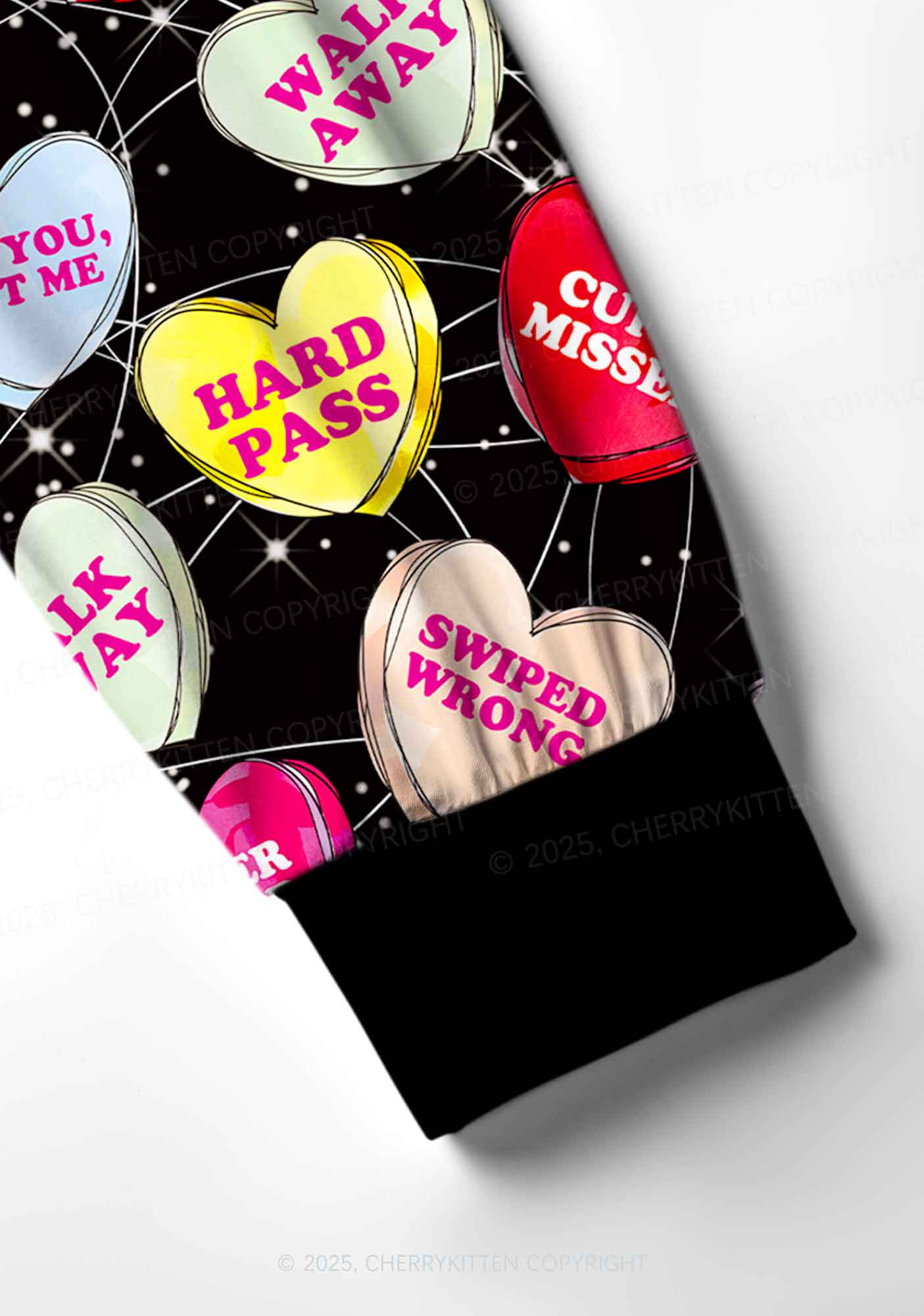 Anti Romantic Candy Y2K Valentine's Day Print Long Sleeve Pajama Set Cherrykitten