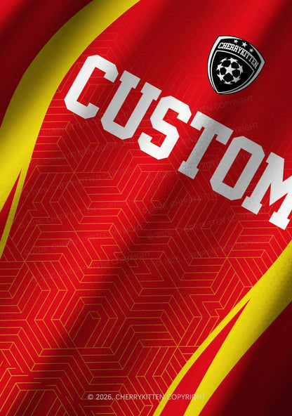 Custom Red Yellow Geometric Y2K Football Jersey Shirts Cherrykitten