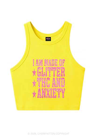 Made Of Glitter Thc Anxiety Y2K Crop Tank Top Cherrykitten