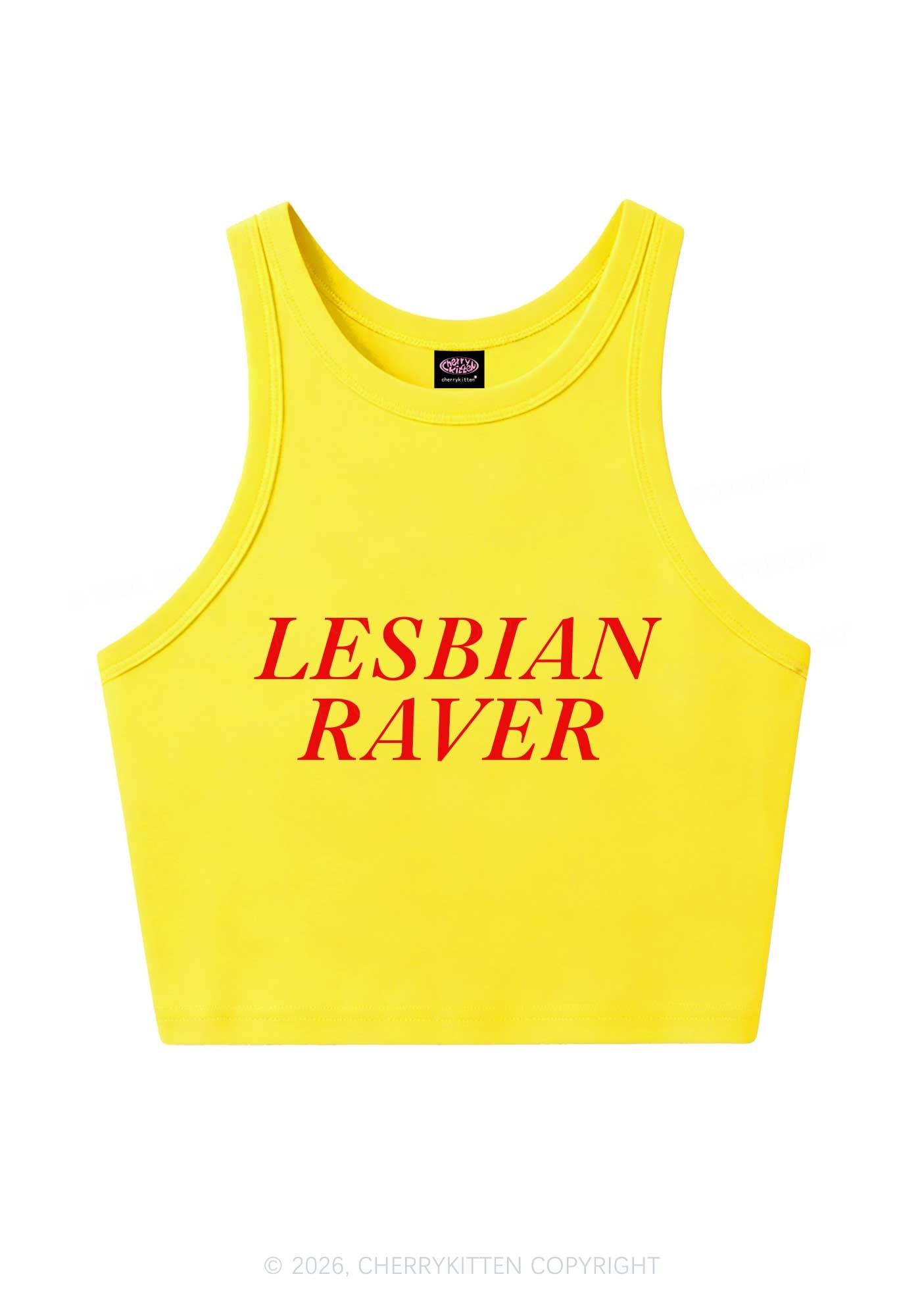 Lesbian Raver Pride Y2K Crop Tank Top Cherrykitten