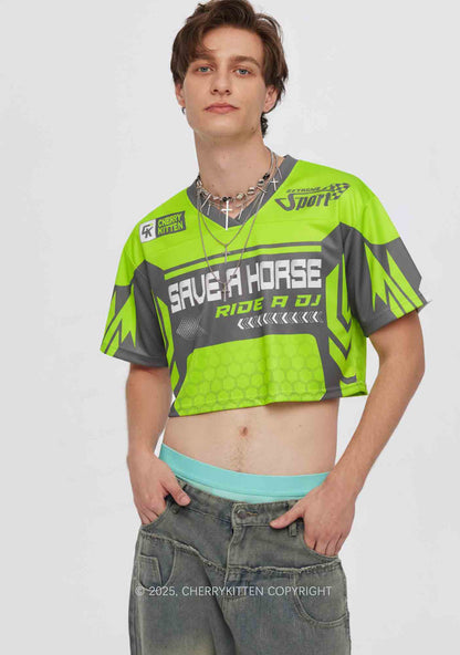 Custom Green Ride A DJ Y2K Crop Sport Jersey Shirts Cherrykitten