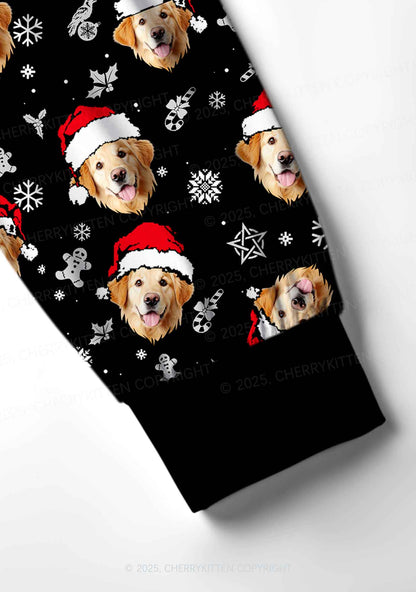 Custom Dog Face Y2K Print Long Sleeve Pajama Set Cherrykitten
