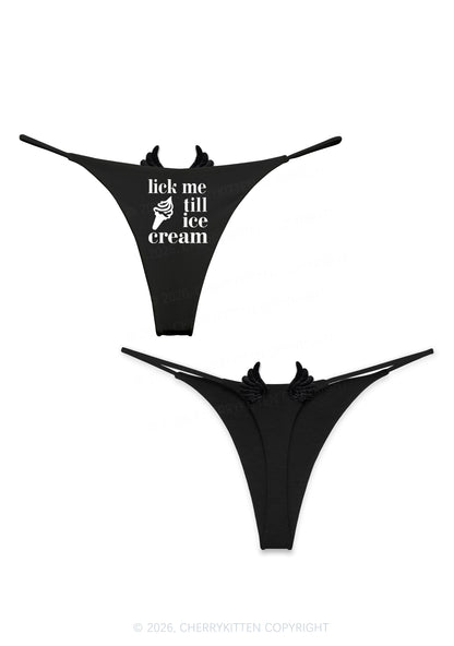 Lick Me Till Ice Cream Y2K Goth Angel Wings Bikini String Thong Cherrykitten