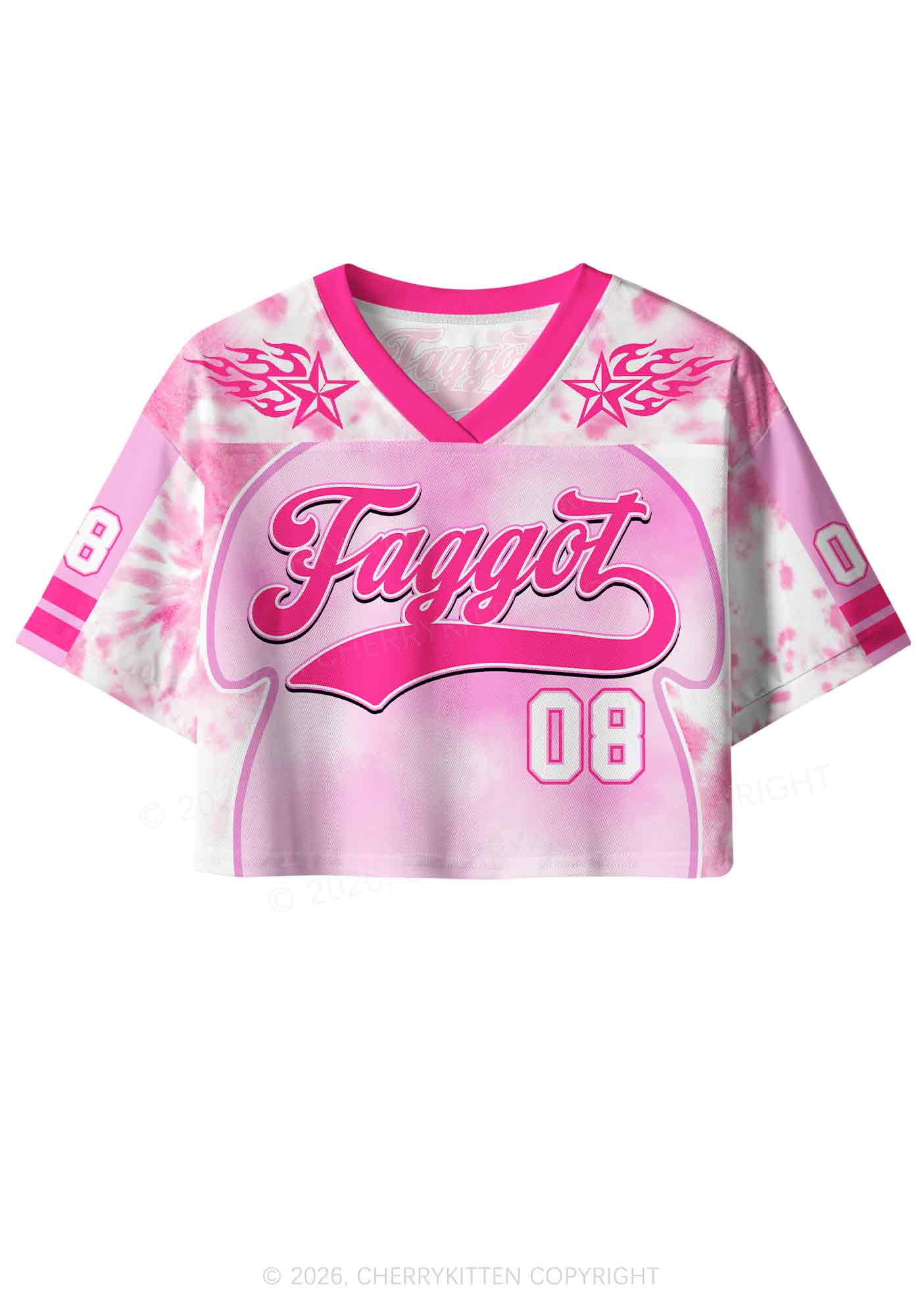 Pink Tie Dye Faggot Pride Y2K Crop Sport Jersey Shirts Cherrykitten