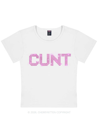 Rhinestone Pink Cxxt Y2K Baby Tee Cherrykitten