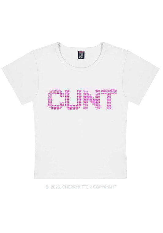 Rhinestone Pink Cxxt Y2K Baby Tee Cherrykitten
