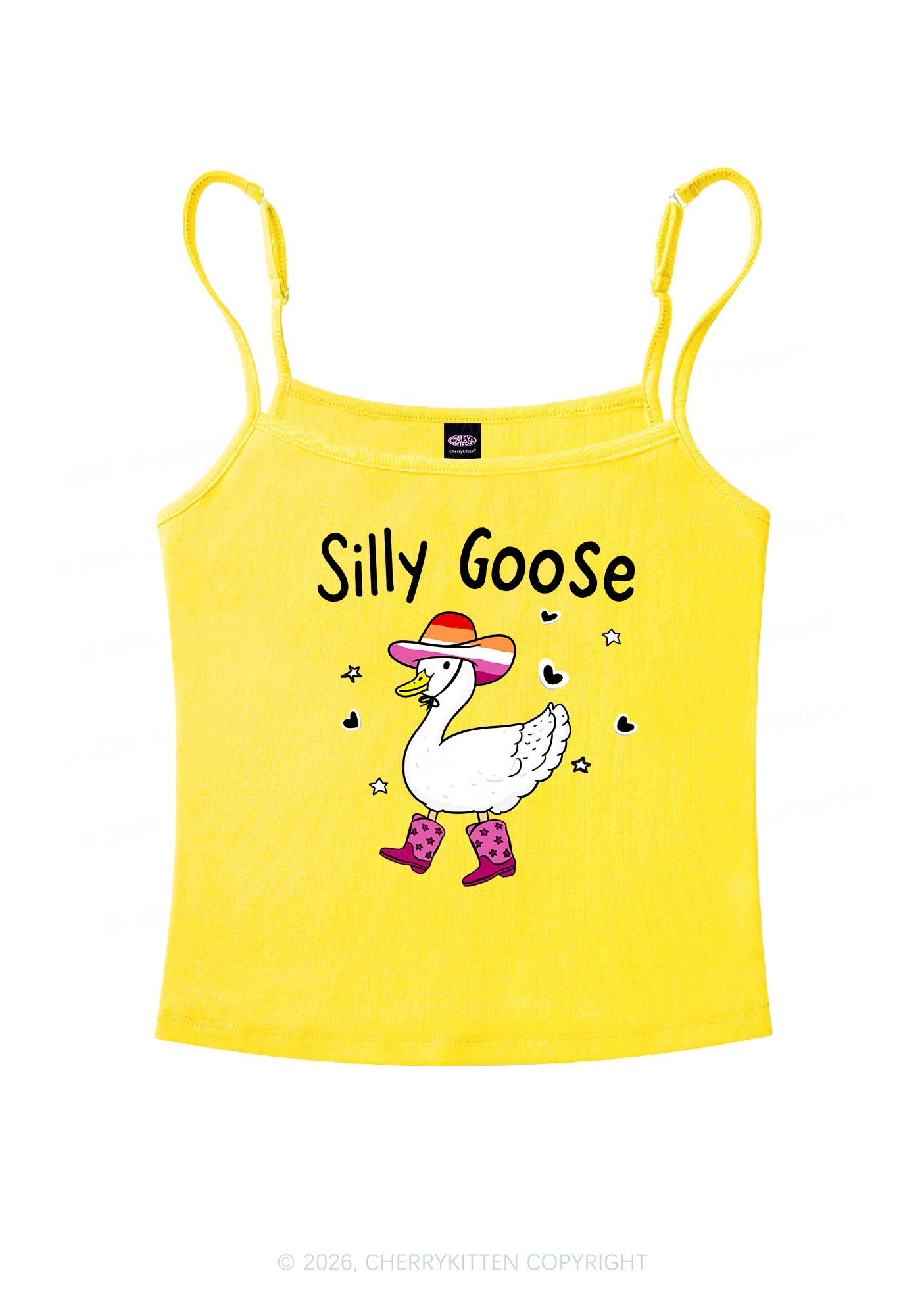 Silly Goose Lesbian Pride Y2K Spaghetti Strap Cami Cherrykitten