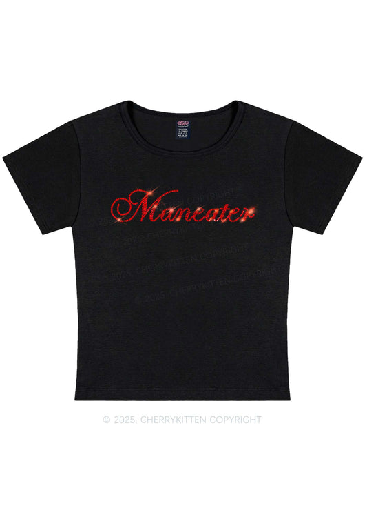 Rhinestone Maneater Y2K Baby Tee Cherrykitten