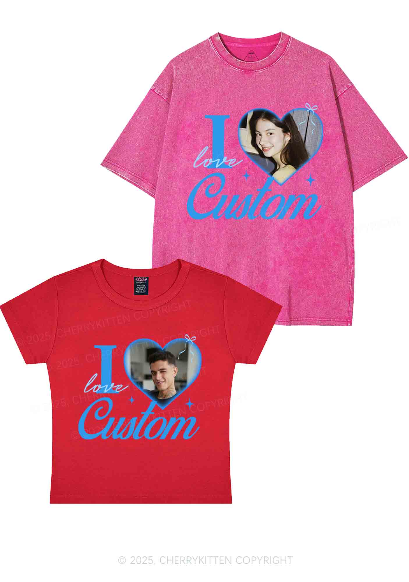I Love Custom Y2K Valentine's Day Couple Shirt Cherrykitten