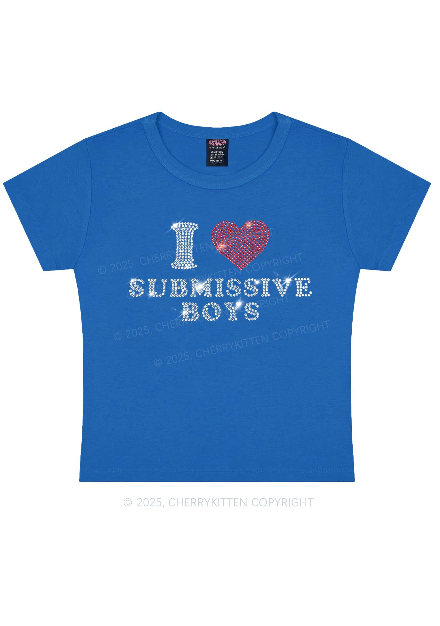 Rhinestone I Love S Boys Y2K Baby Tee Cherrykitten