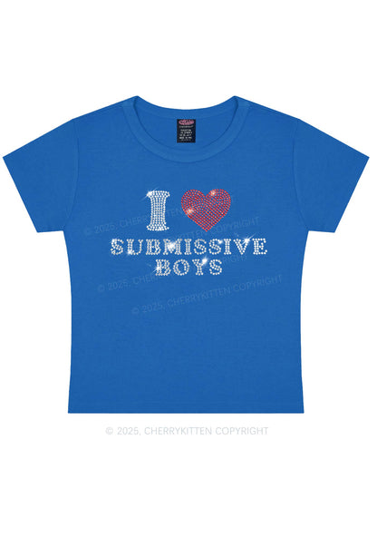 Rhinestone I Love S Boys Y2K Baby Tee Cherrykitten