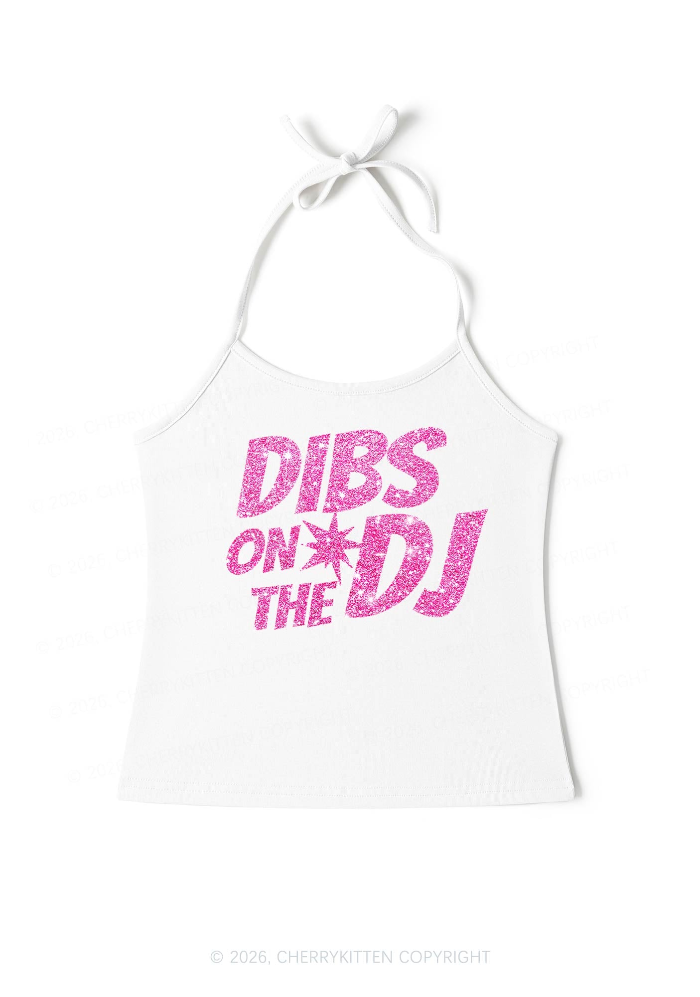 Glitter Dibs On The DJ Y2K Halter Neck Cami Cherrykitten