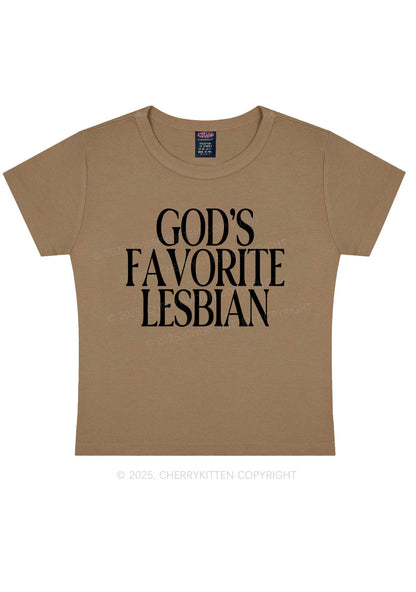 Gods Favorite Lesbian Pride Y2K Baby Tee Cherrykitten