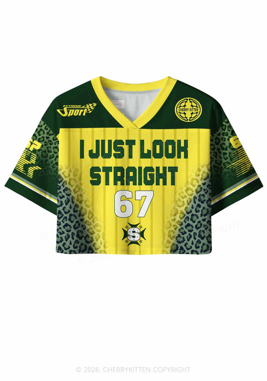 I Just Look Straight Leopard Pride Y2K Crop Sport Jersey Shirts Cherrykitten