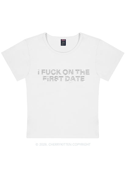 Rhinestone Fxxk On First Date Y2K Baby Tee Cherrykitten
