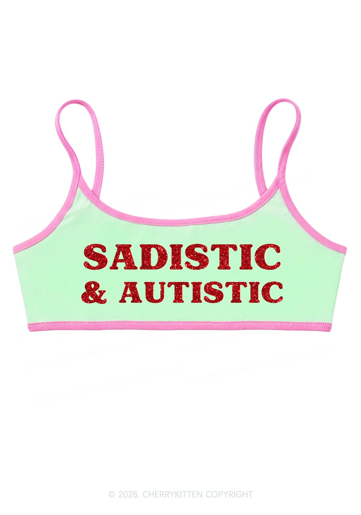 Glitter Sadistic And Autistic Y2K Super Crop Cami Cherrykitten