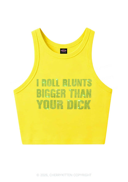 Rhinestone I Roll Blunts Y2K Crop Tank Top Cherrykitten