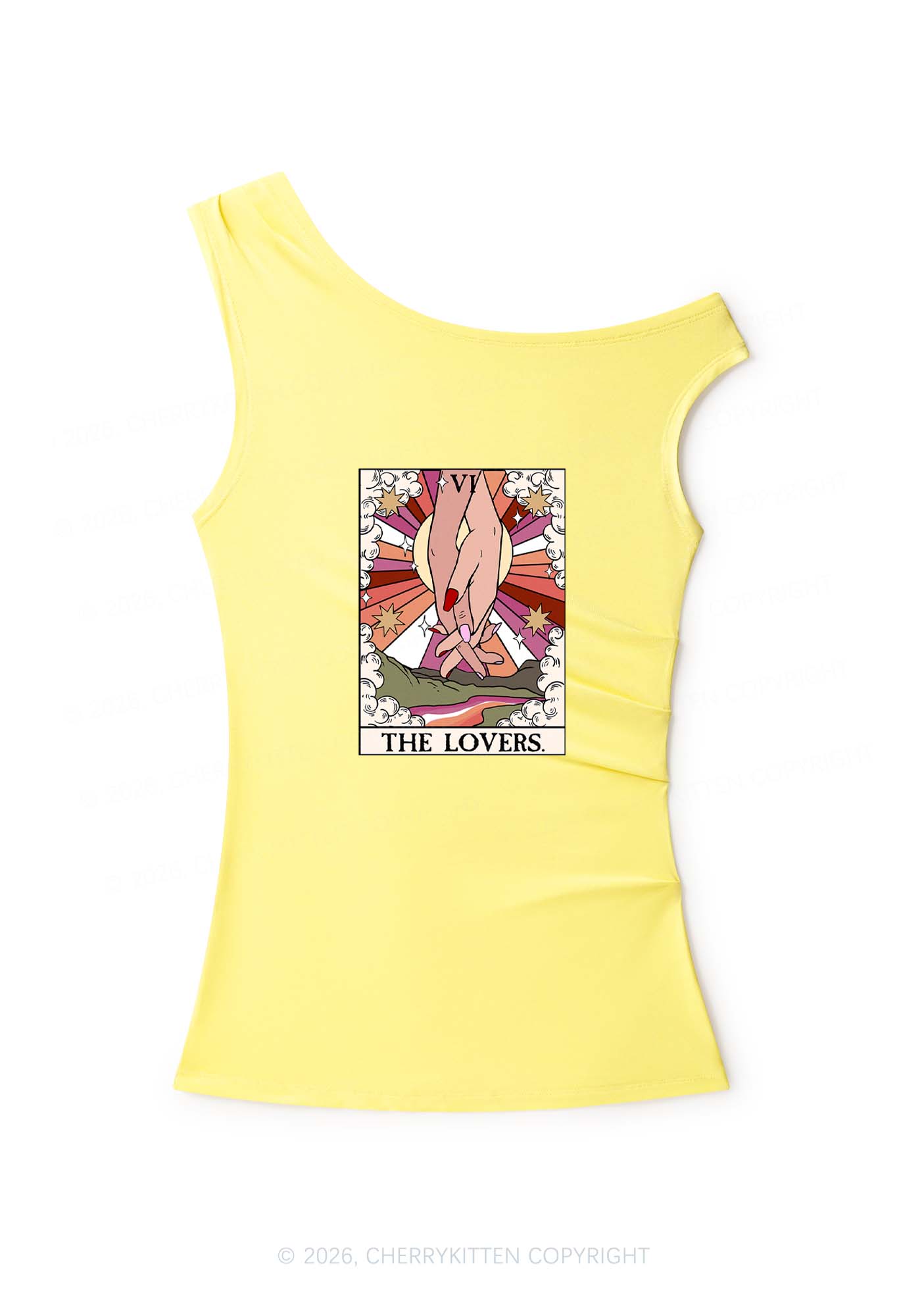 The Lesbian Lovers Pride Y2K Off Shoulder Tank Top Cherrykitten