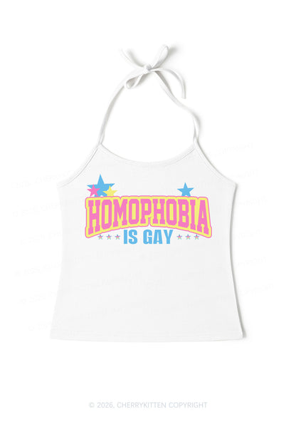 Homophobia Is Gay Pride Y2K Halter Neck Cami Cherrykitten