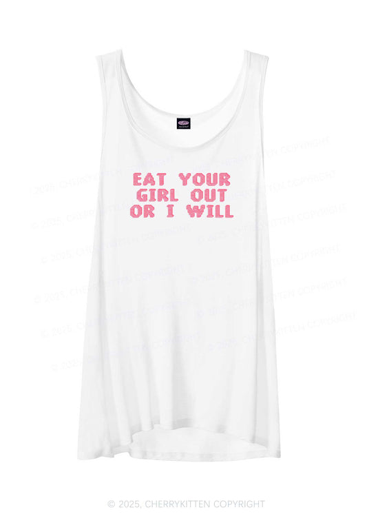 Eat Your Girl Out Pride Y2K Sheer Boyfriend Tank Cherrykitten