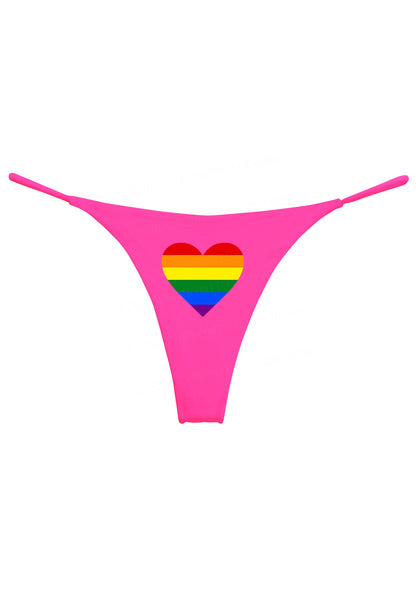 Rainbow Heart Pride Y2K Bikini String Thong Cherrykitten