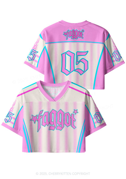 Custom Pink Faggot Stars Pride Y2K Crop Sport Jersey Shirts Cherrykitten