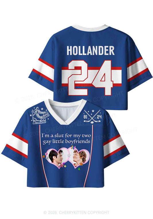 Blue Slxt For My Gay BF HR Y2K Crop Sport Jersey Shirts Cherrykitten