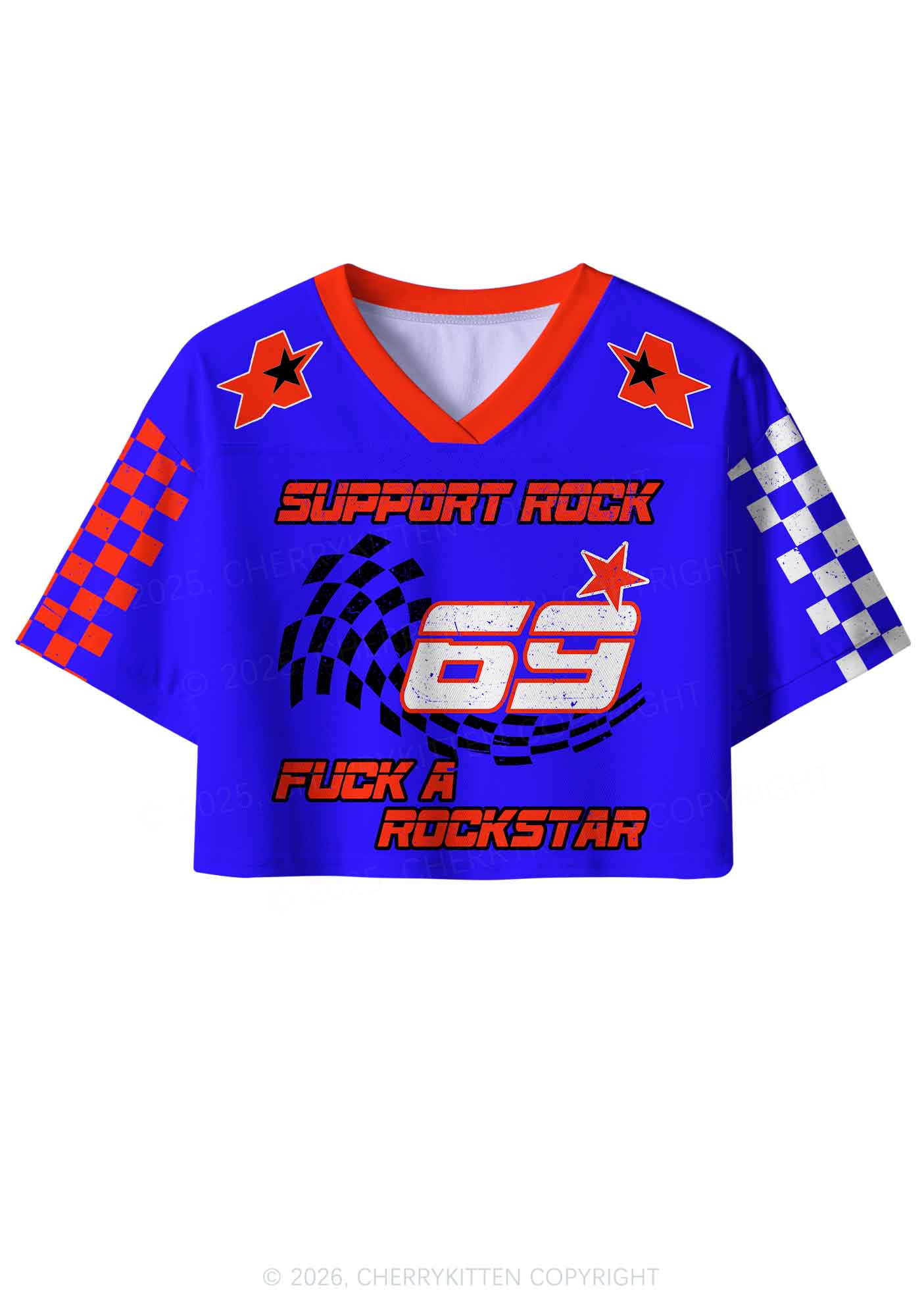 Support Rock Fxxk A Rockstar Y2K Crop Sport Jersey Shirts Cherrykitten