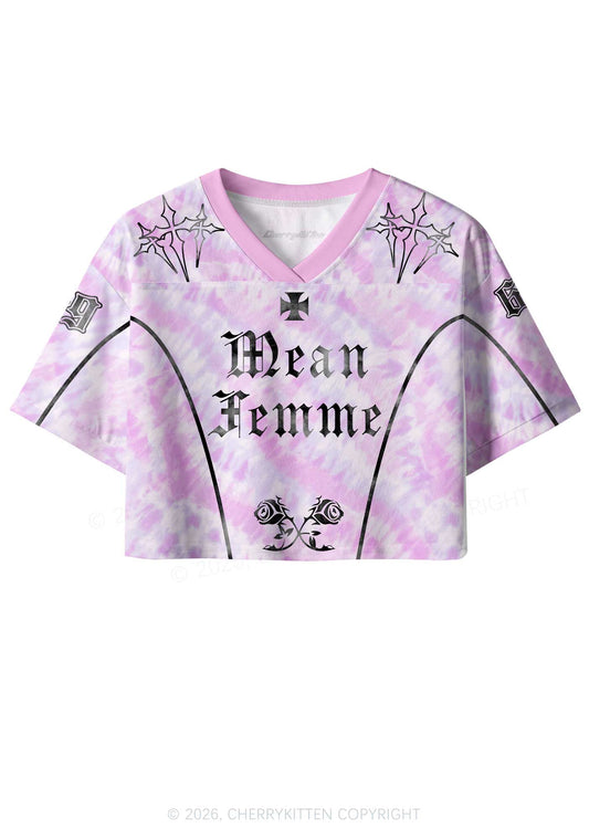Mean Femme Pink Tie Dye Pride Y2K Crop Sport Jersey Shirts Cherrykitten