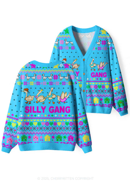 Silly Gang Y2K Christmas Cardigan Knit Sweatshirt Cherrykitten