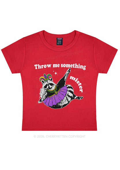 Throw Me Something Mister Raccoon Y2K Baby Tee Cherrykitten