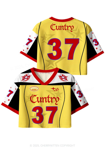 Custom Yellow Cuntry Star Y2K Crop Sport Jersey Shirts Cherrykitten