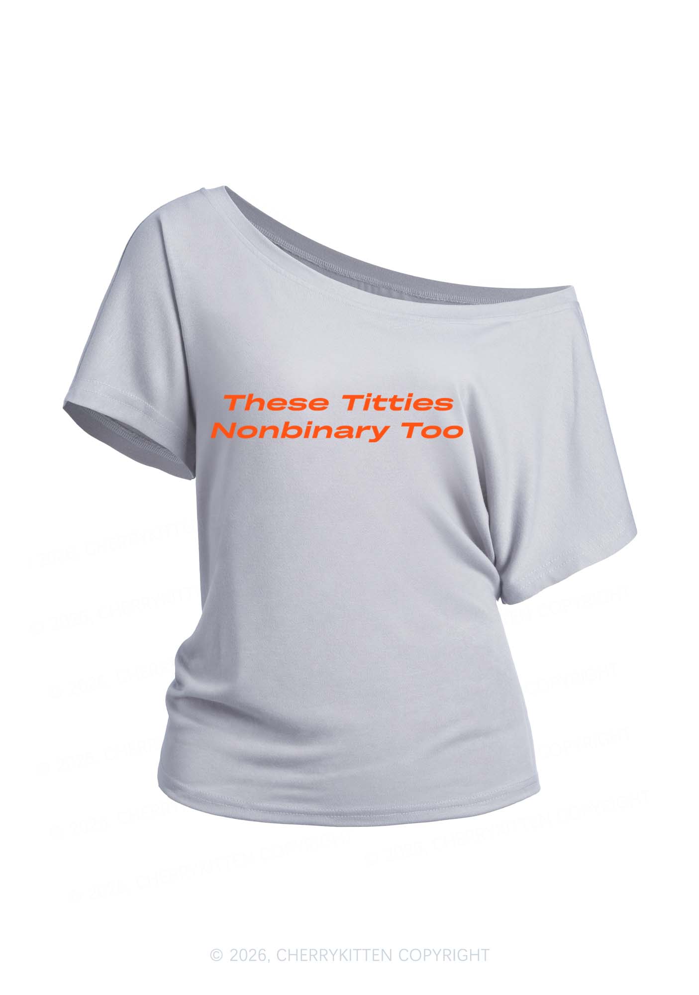 Txtties Nonbinary Too Pride Y2K Off Shoulder Tee Cherrykitten