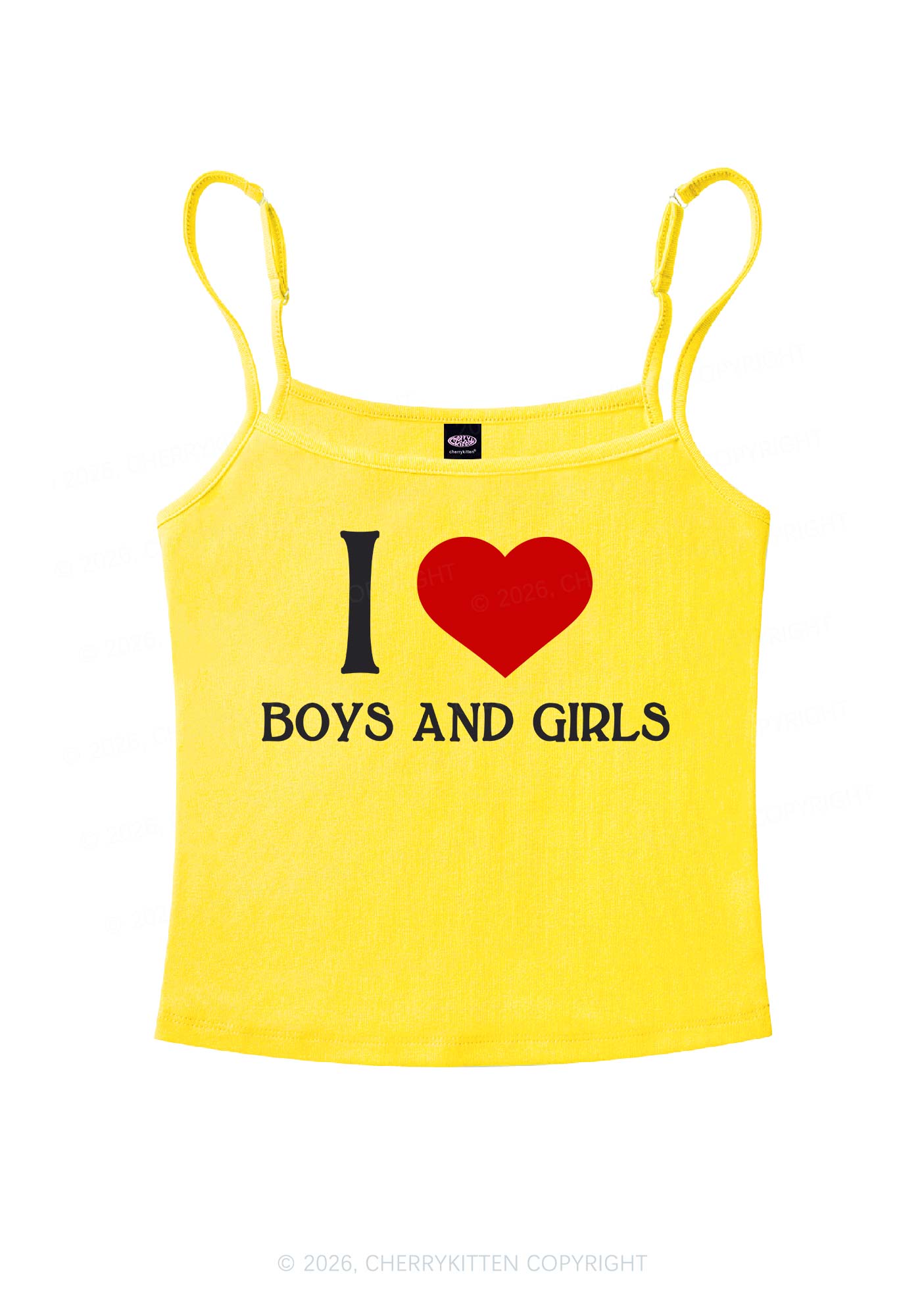 I Love Boys And Girls Pride Y2K Spaghetti Strap Cami Cherrykitten