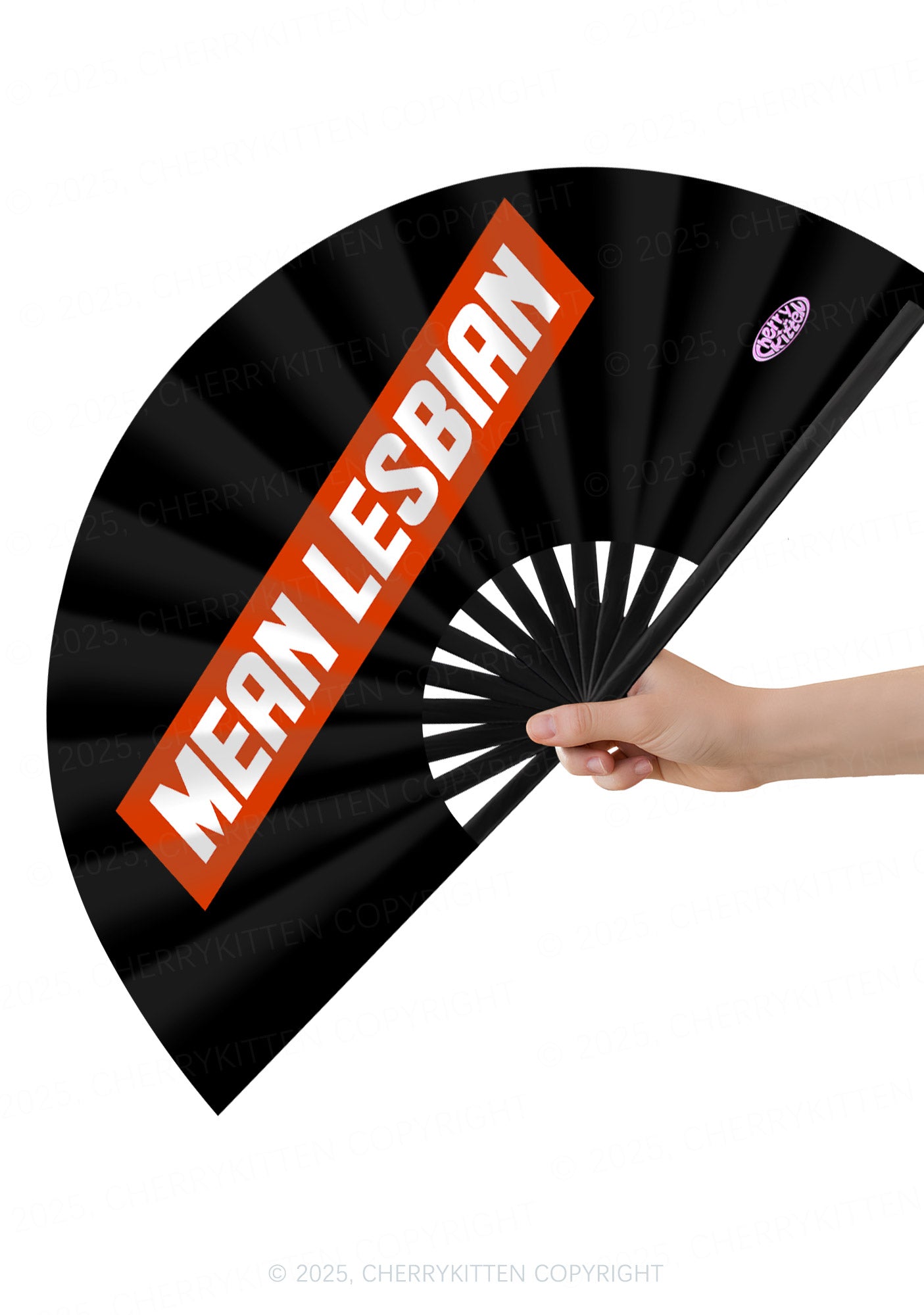 Mean Lesbian Pride Y2K Rave Hand Fan Cherrykitten