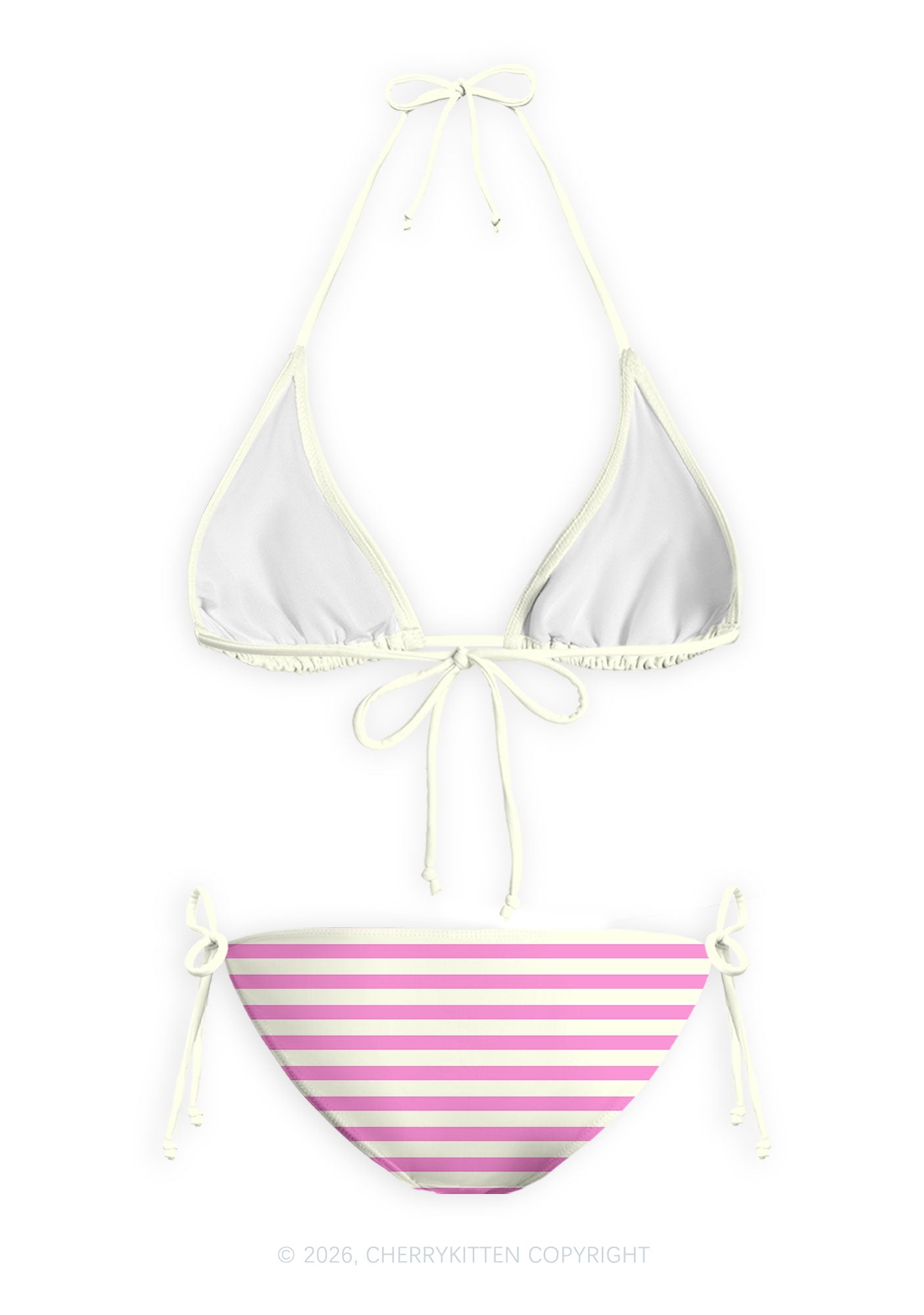 Pink Stripes Dyke Pride Y2K Print Bikini Set Cherrykitten