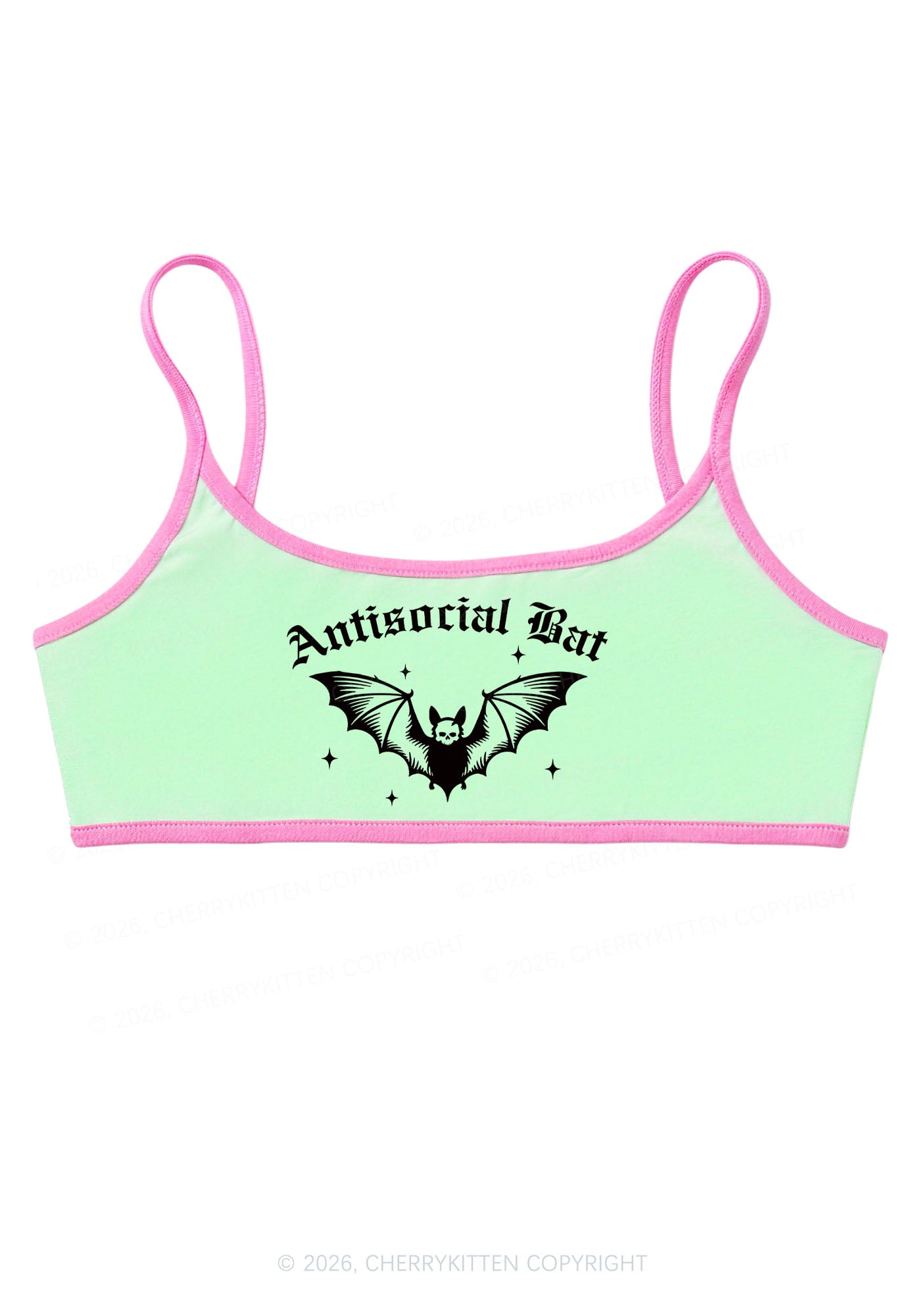 Halloween Antisocial Bat Y2K Super Crop Cami Cherrykitten