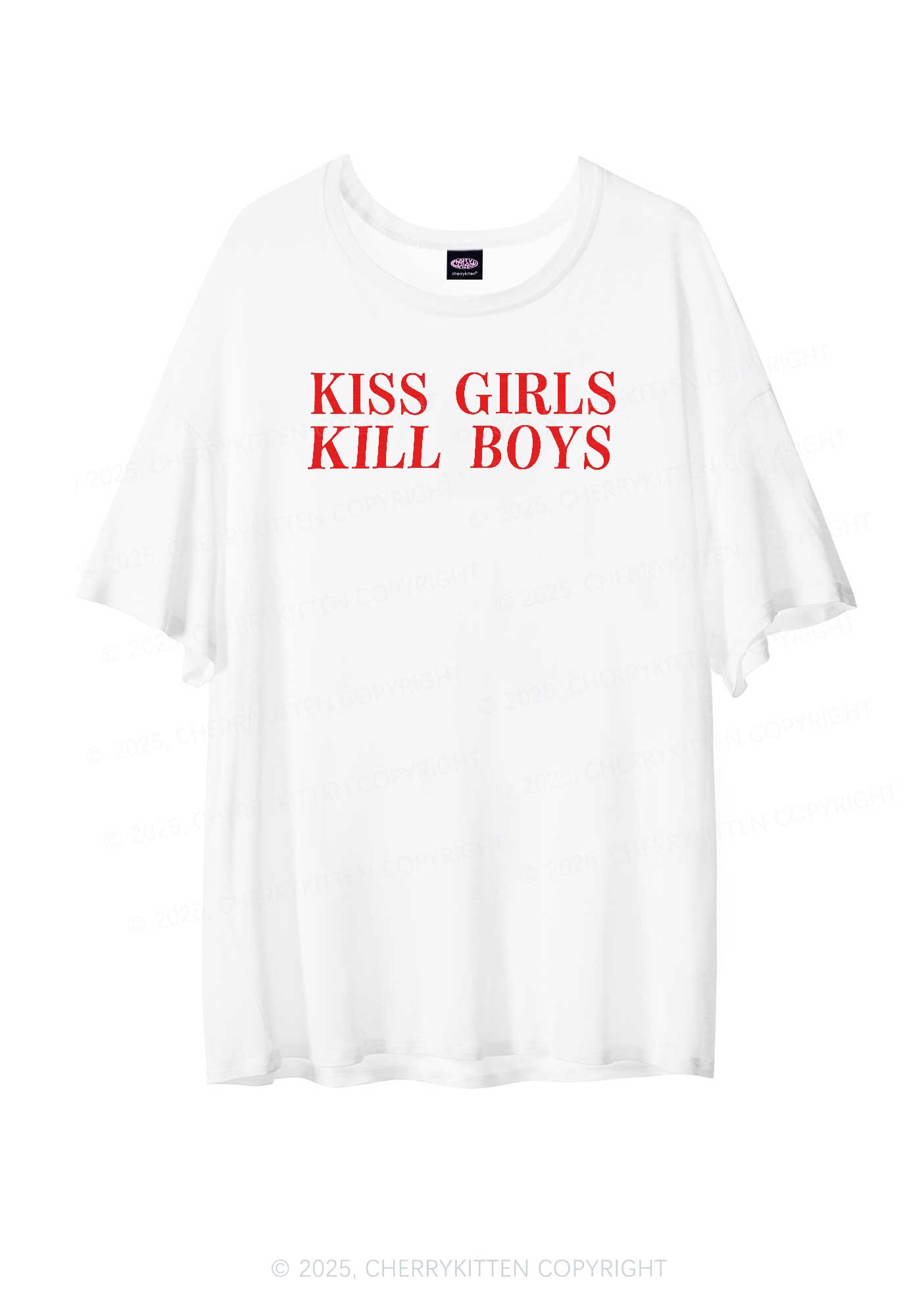Kiss Girls Pride Y2K Sheer Boyfriend Tee Cherrykitten