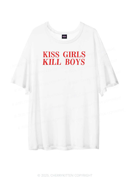 Kiss Girls Pride Y2K Sheer Boyfriend Tee Cherrykitten