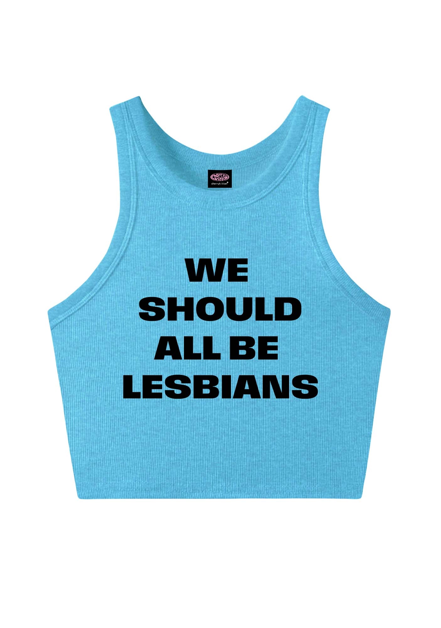 We Should All Be Lesbians Pride Y2K Crop Tank Top Cherrykitten